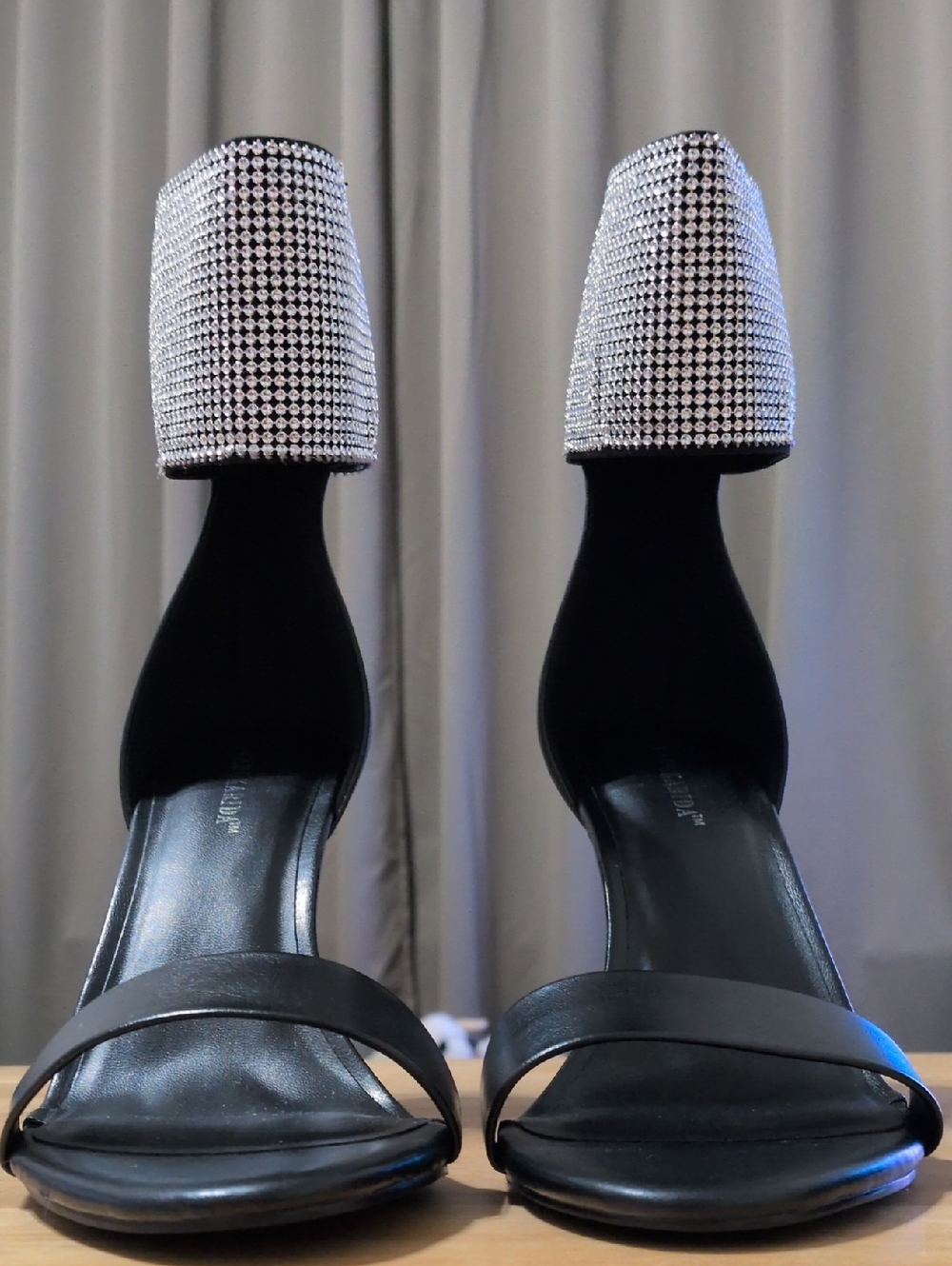 Black Stilletos With Rhinestone Ankle Cuff - Picture 2 of 5